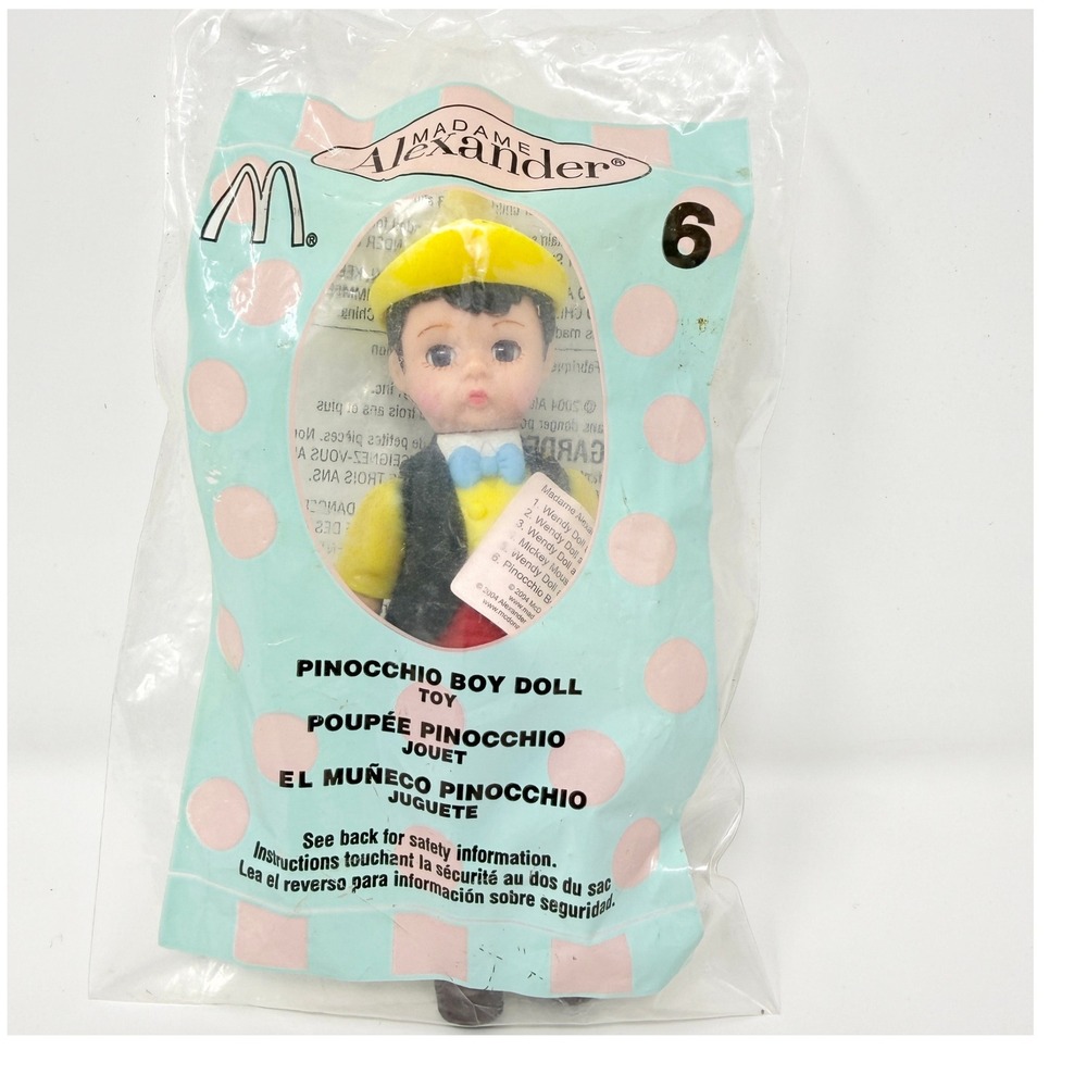 Madame Alexander Disney Pinocchio Boy Doll #6 McDonald's Happy Meal Toy 2004 NIP